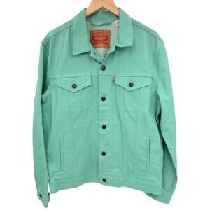Levis Strauss Trucker Jacket Mens Large Mint Green Denim Jean Jacket
